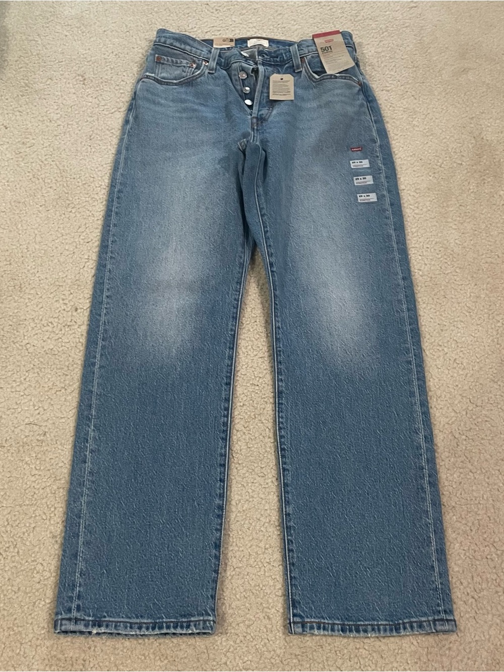 Levi's 501 Curve Stretch High Rise Straight Leg Light Blue Jeans 29x30 NWT - Picture 3 of 10